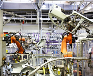 robots in a car factory